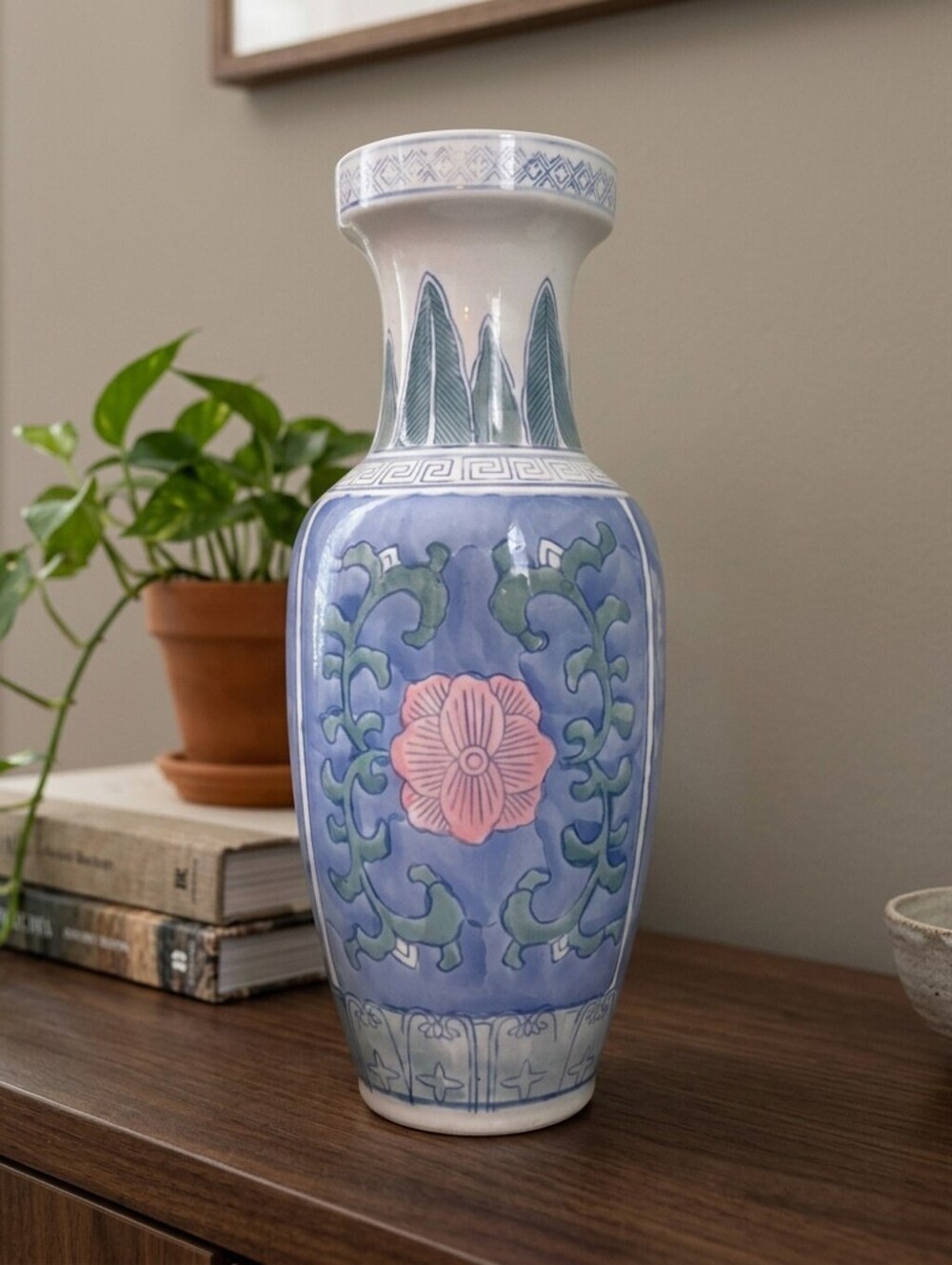 Vintage Ceramic Floral Vase 12"